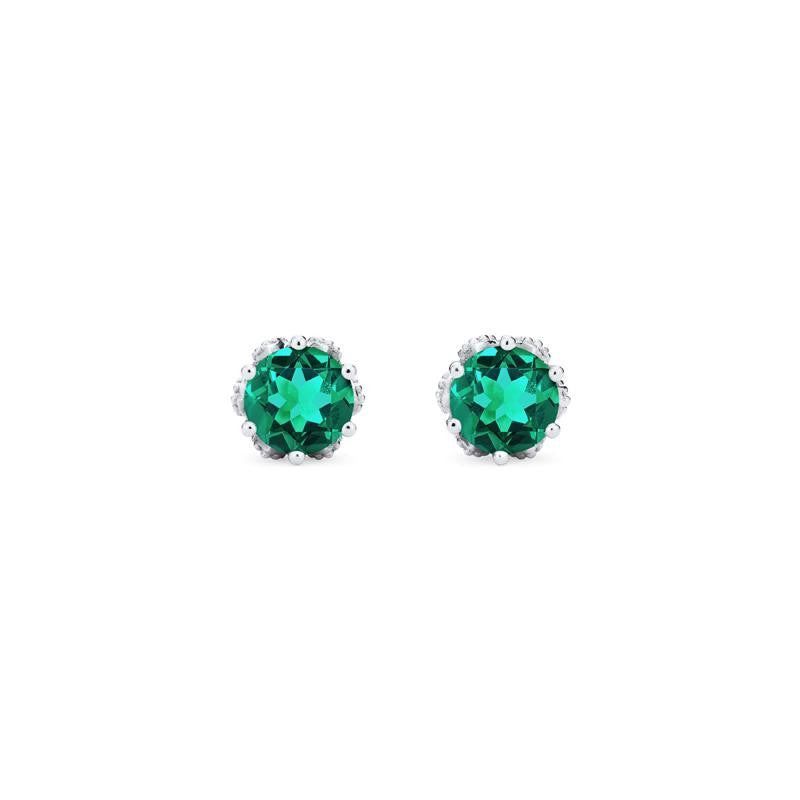 [Eden] Petite Floral Earrings in Lab Emerald