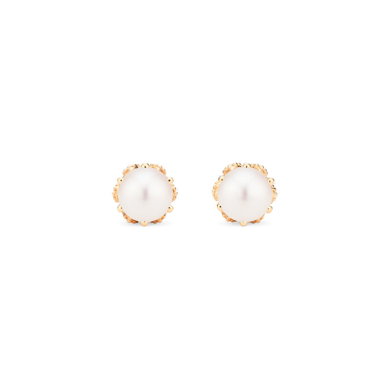 [Eden] Petite Floral Earrings in Akoya Pearl