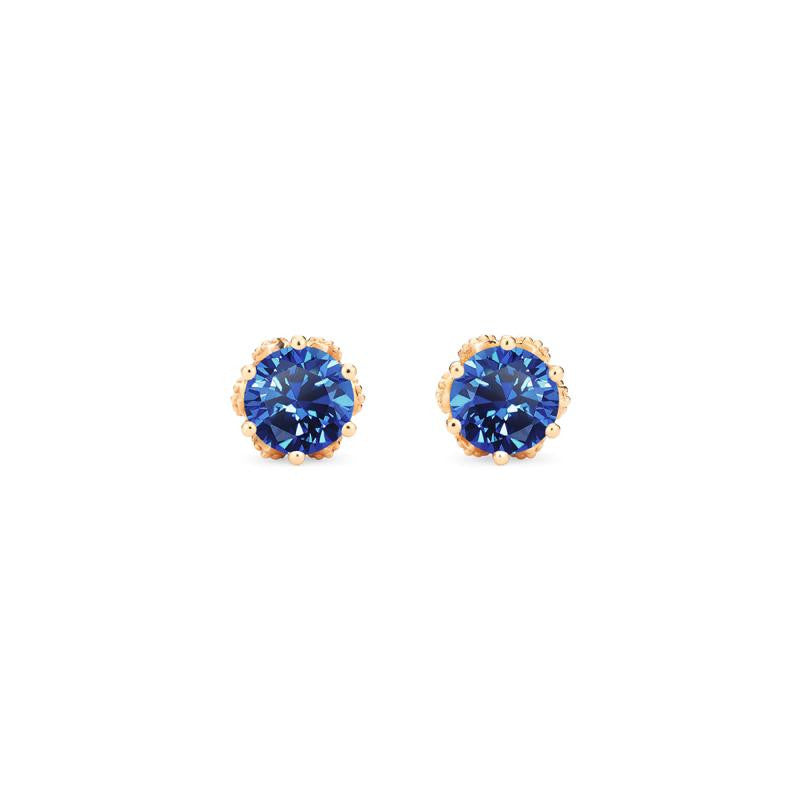 [Eden] Petite Floral Earrings in Lab Blue Sapphire
