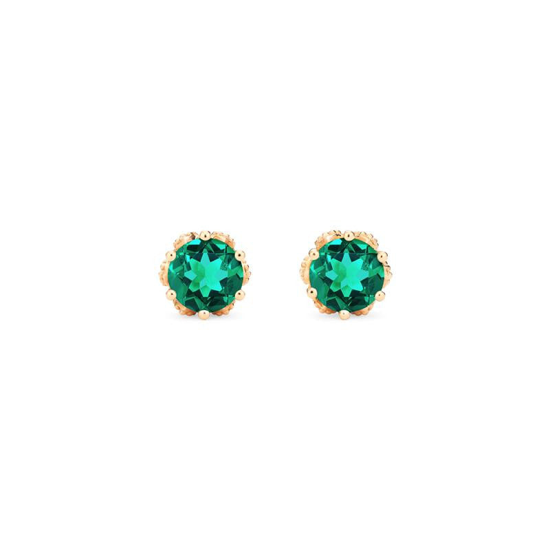 [Eden] Petite Floral Earrings in Lab Emerald