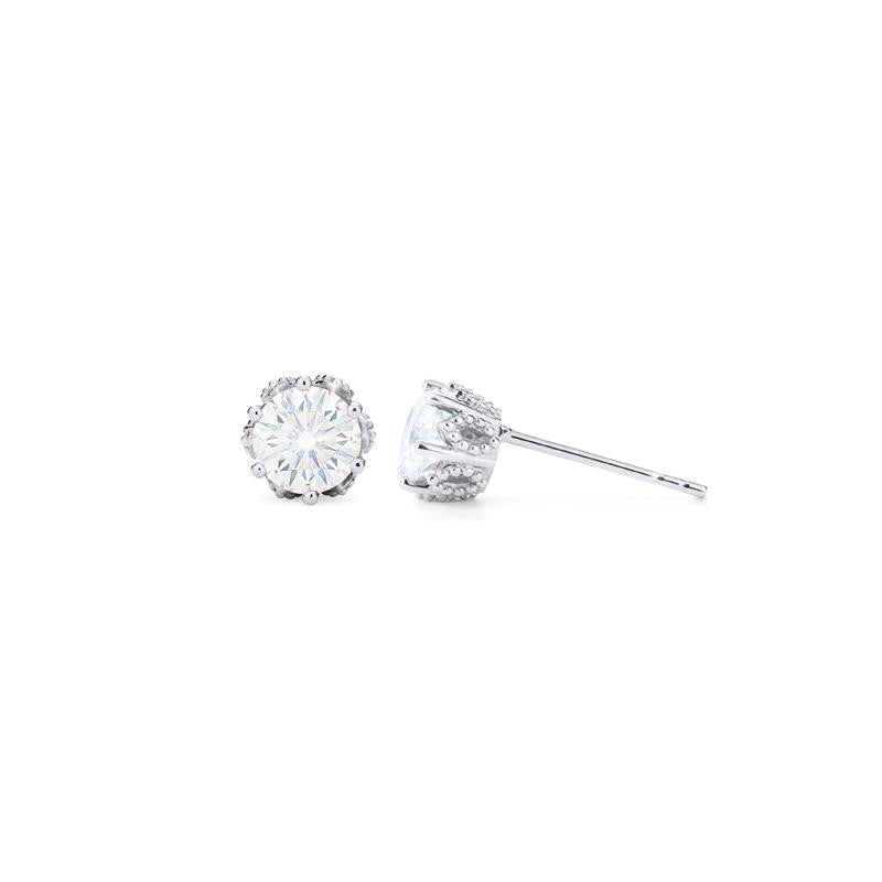 [Eden] Petite Floral Earrings in Diamond or Moissanite