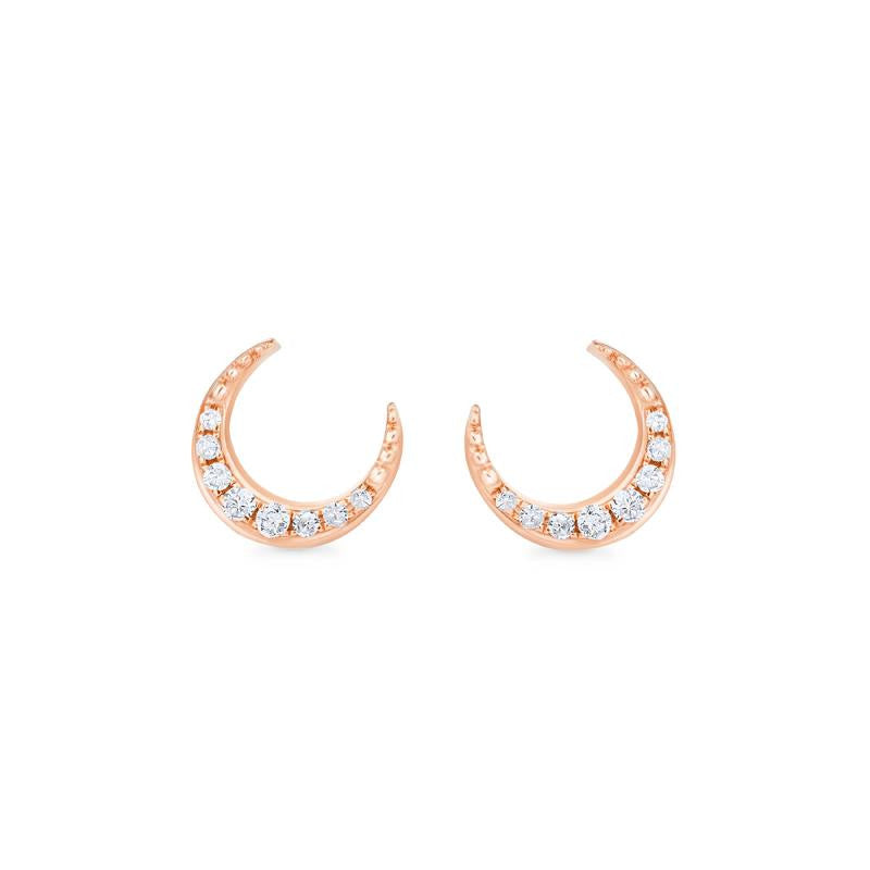 [Divina] Diamond Moon and Star Solid Gold Earrings