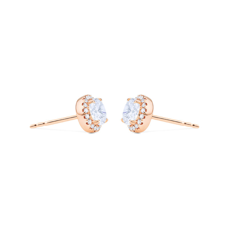 [Nova] Petite Halo Diamond Earrings in Diamond / Moissanite