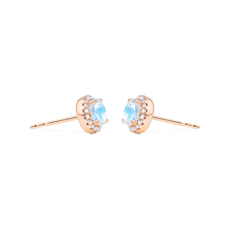 [Nova] Petite Halo Diamond Earrings in Moonstone