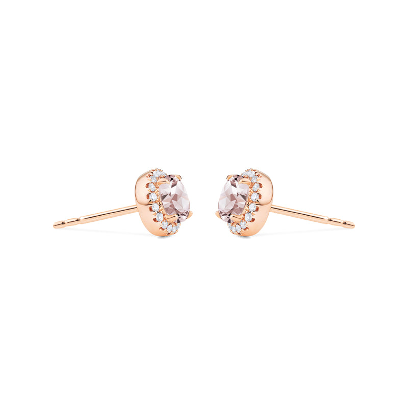 [Nova] Petite Halo Diamond Earrings in Morganite