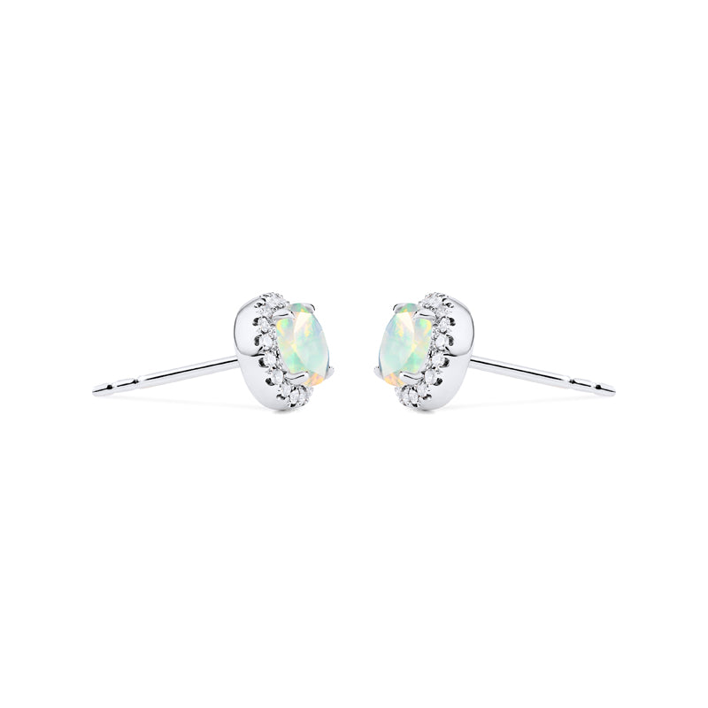[Nova] Petite Halo Diamond Earrings in Opal