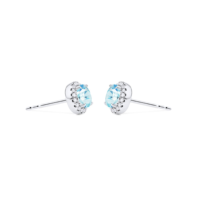 [Nova] Petite Halo Diamond Earrings in Aquamarine