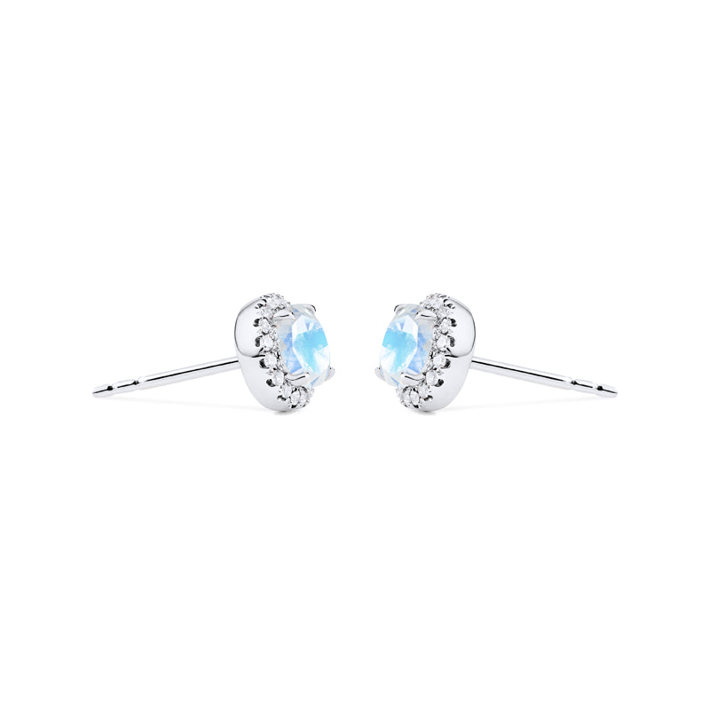 [Nova] Petite Halo Diamond Earrings in Moonstone