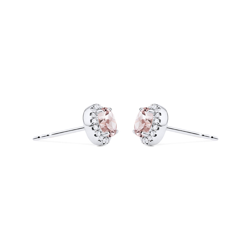 [Nova] Petite Halo Diamond Earrings in Morganite