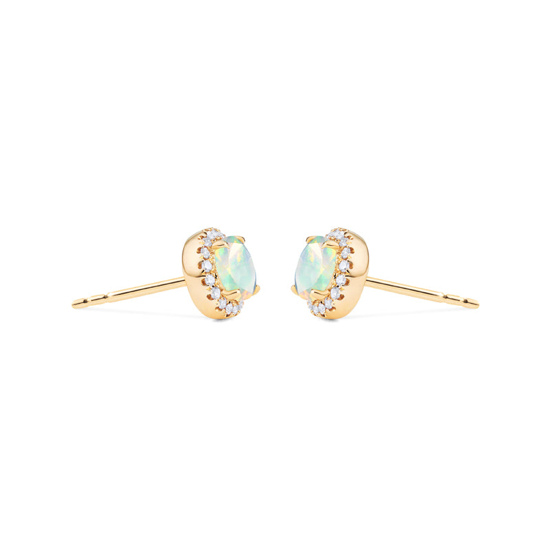 [Nova] Petite Halo Diamond Earrings in Opal