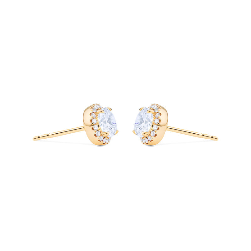 [Nova] Petite Halo Diamond Earrings in Diamond / Moissanite