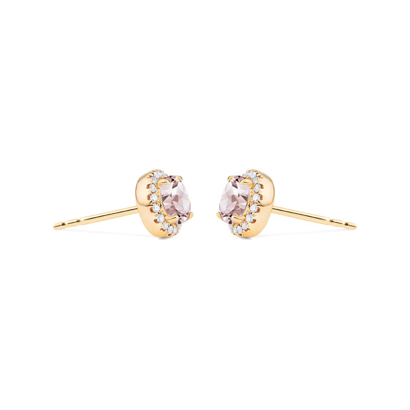 [Nova] Petite Halo Diamond Earrings in Morganite