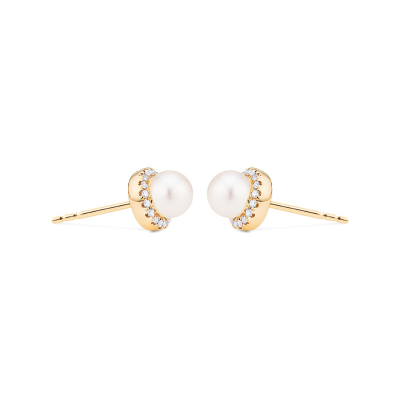 [Nova] Petite Halo Diamond Earrings in Akoya Pearl