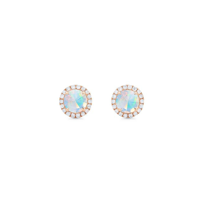 [Nova] Petite Halo Diamond Earrings in Opal