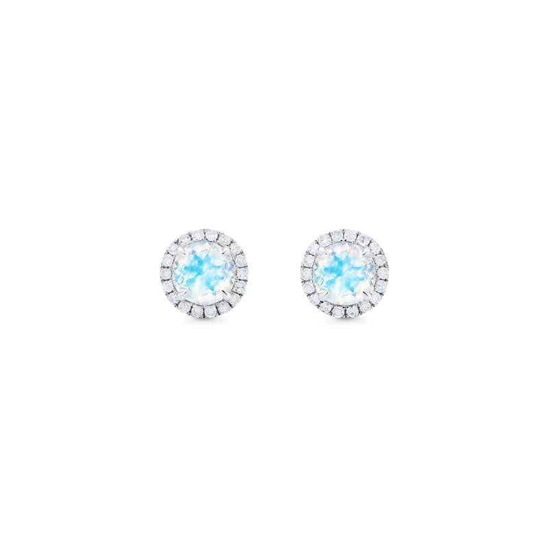 [Nova] Petite Halo Diamond Earrings in Moonstone