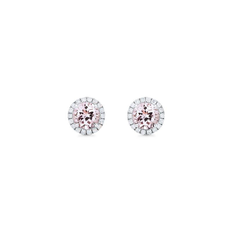 [Nova] Petite Halo Diamond Earrings in Morganite