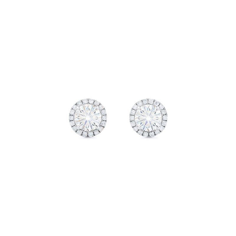 [Nova] Petite Halo Diamond Earrings in Diamond / Moissanite