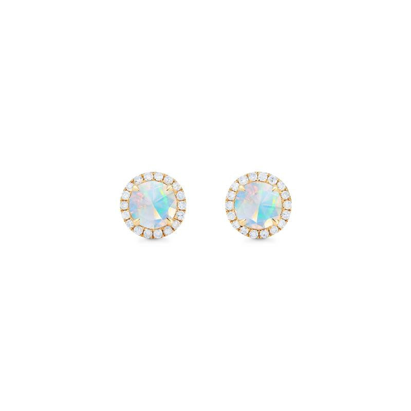 [Nova] Petite Halo Diamond Earrings in Opal
