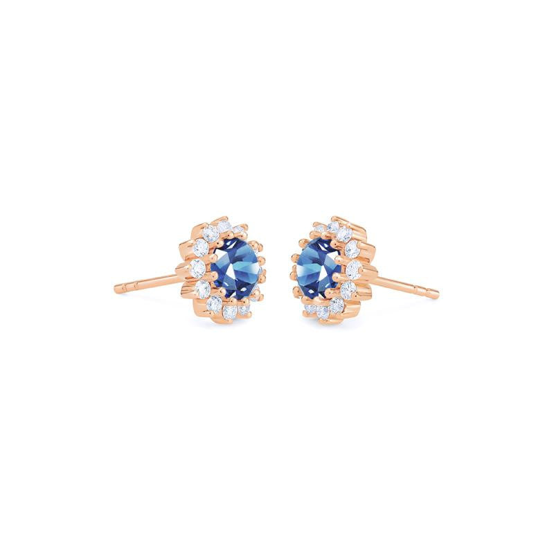 [Rosalie] Vintage Bloom Earrings in Lab Blue Sapphire