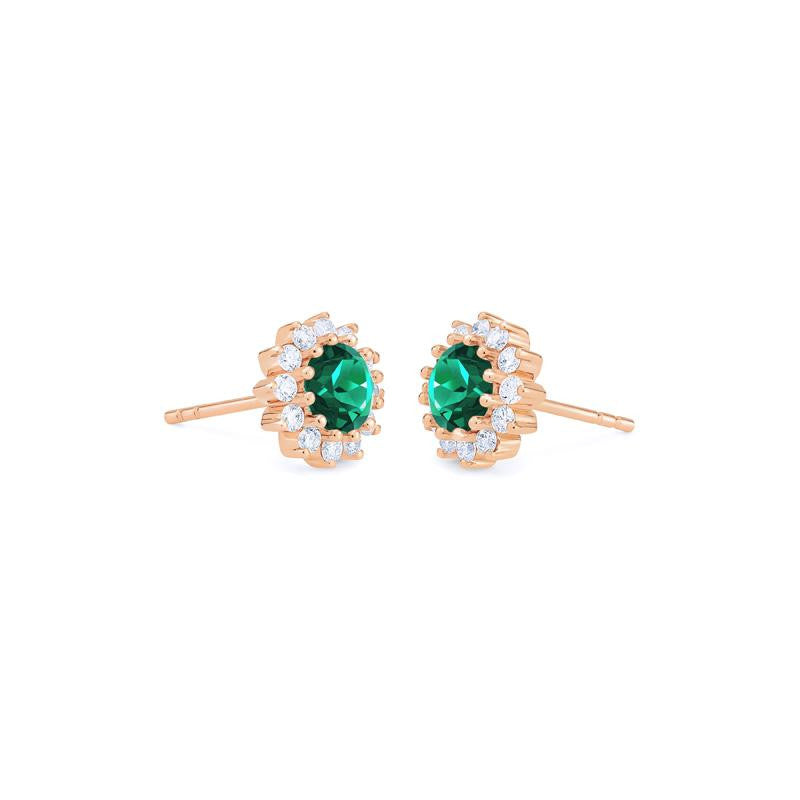 [Rosalie] Vintage Bloom Earrings in Lab Emerald