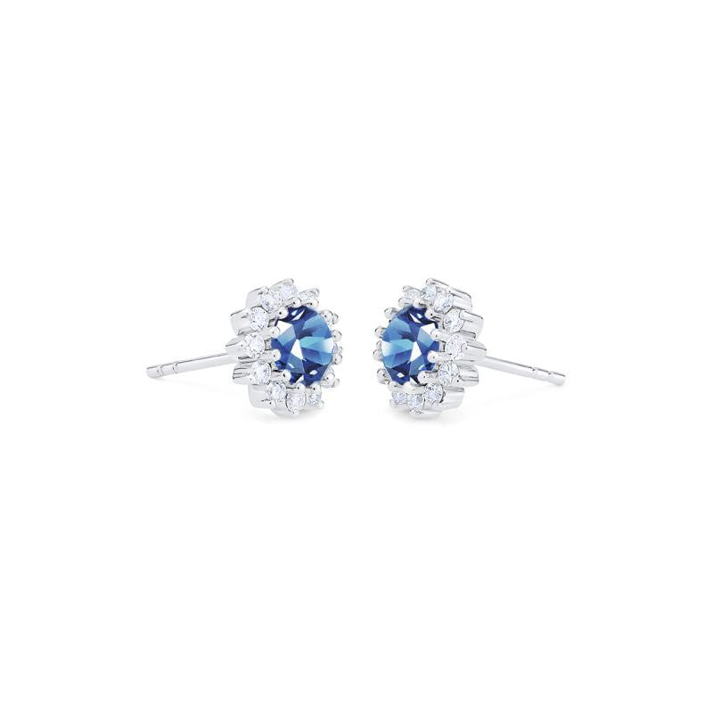 [Rosalie] Vintage Bloom Earrings in Lab Blue Sapphire