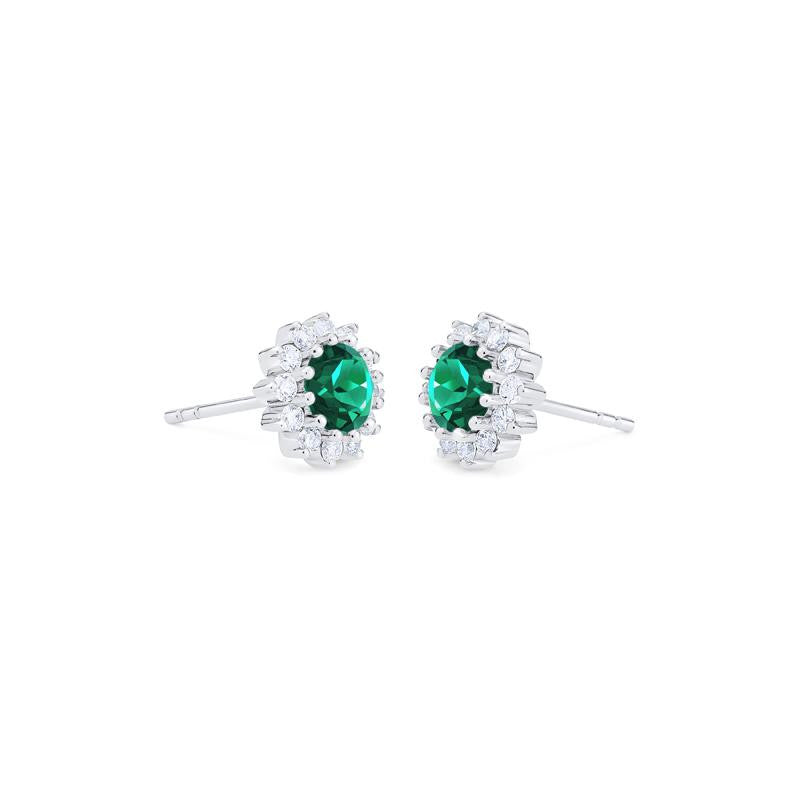 [Rosalie] Vintage Bloom Earrings in Lab Emerald