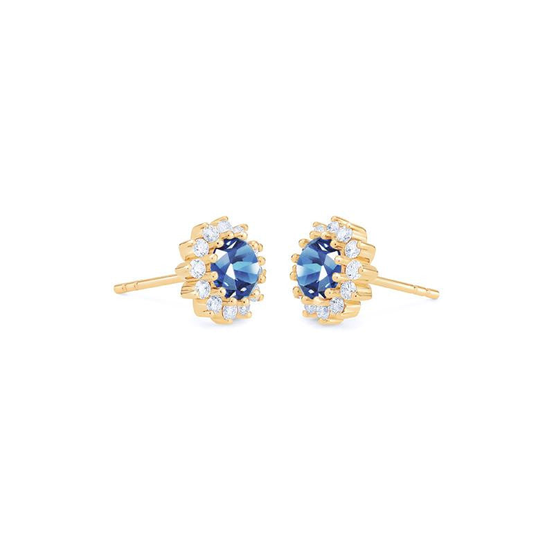 [Rosalie] Vintage Bloom Earrings in Lab Blue Sapphire
