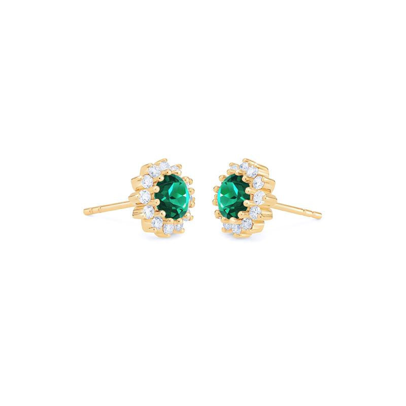 [Rosalie] Vintage Bloom Earrings in Lab Emerald