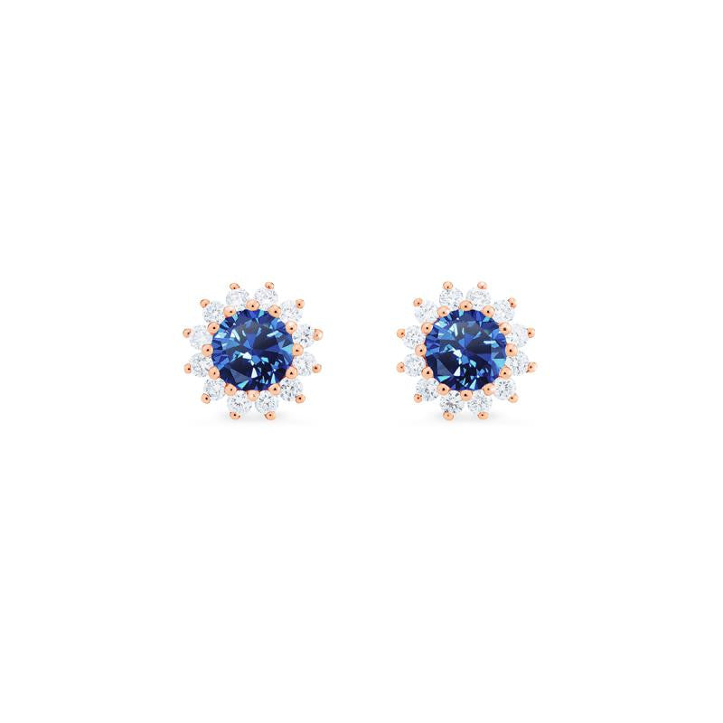 [Rosalie] Vintage Bloom Earrings in Lab Blue Sapphire