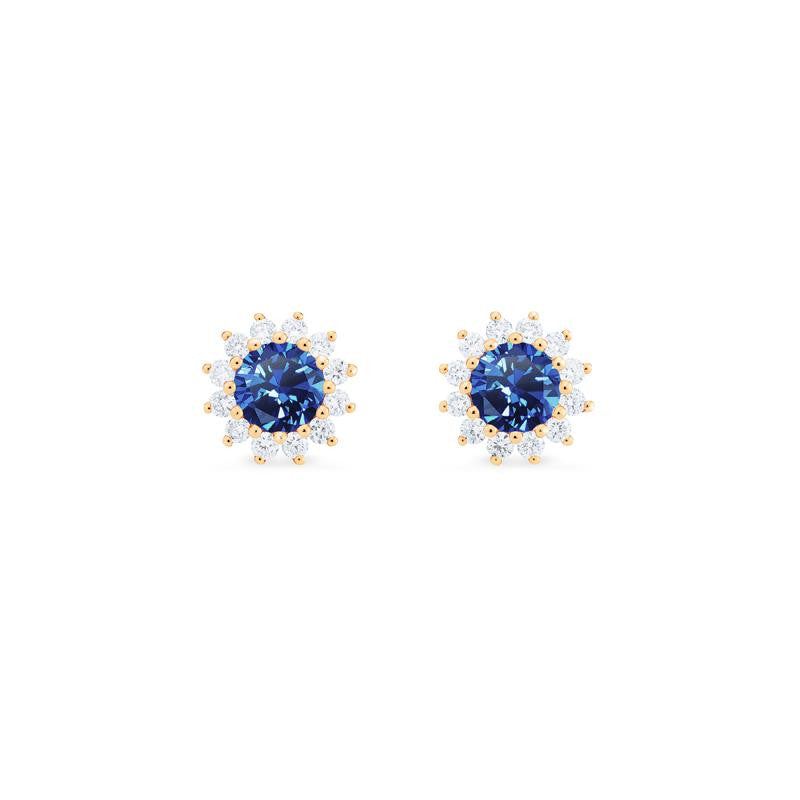 [Rosalie] Vintage Bloom Earrings in Lab Blue Sapphire
