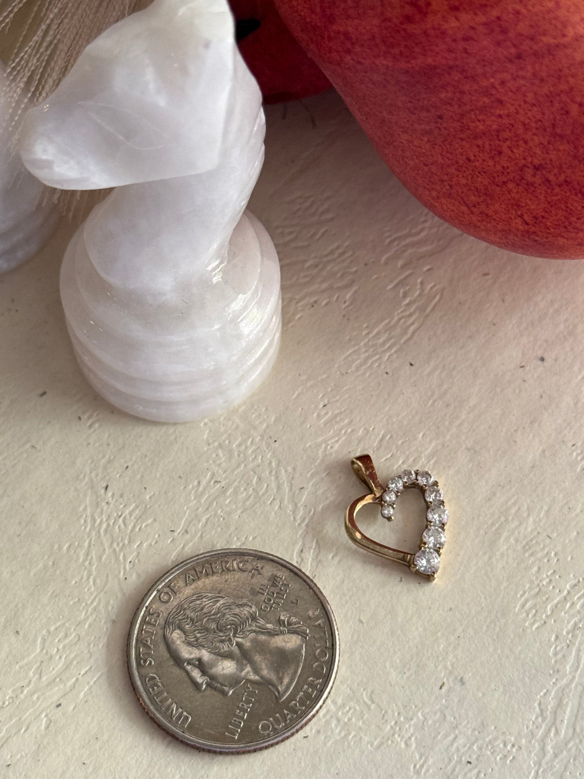 Vintage Yellow Gold & Diamond Heart Pendant