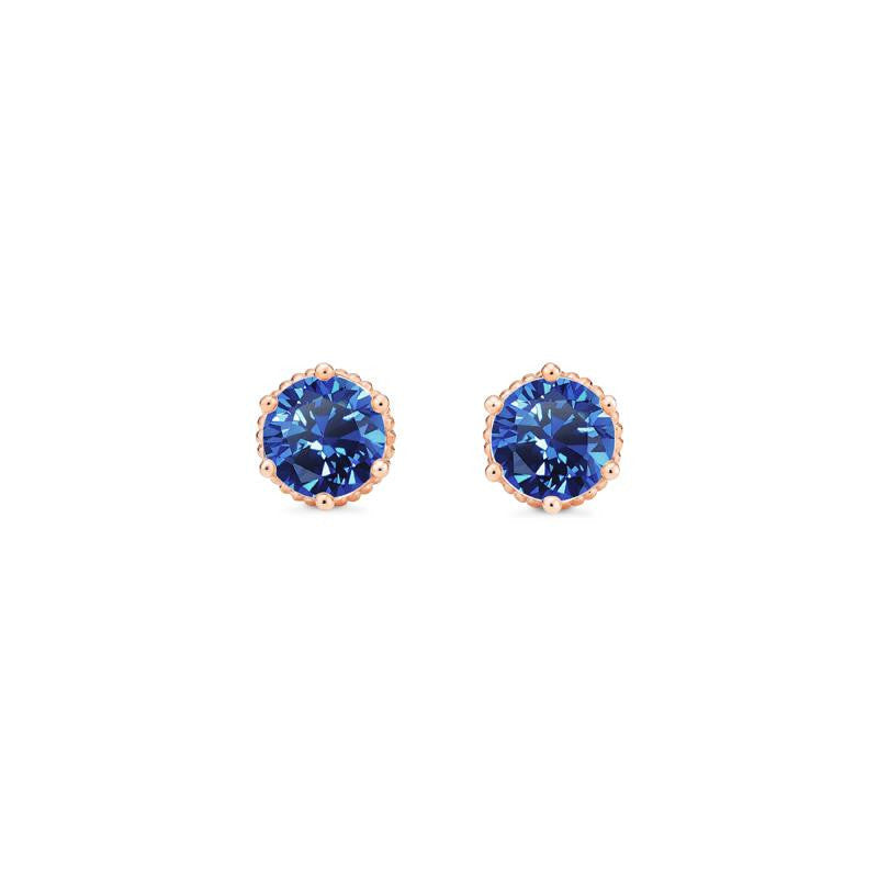 [Evelyn] Vintage Classic Crown Earrings in Lab Blue Sapphire