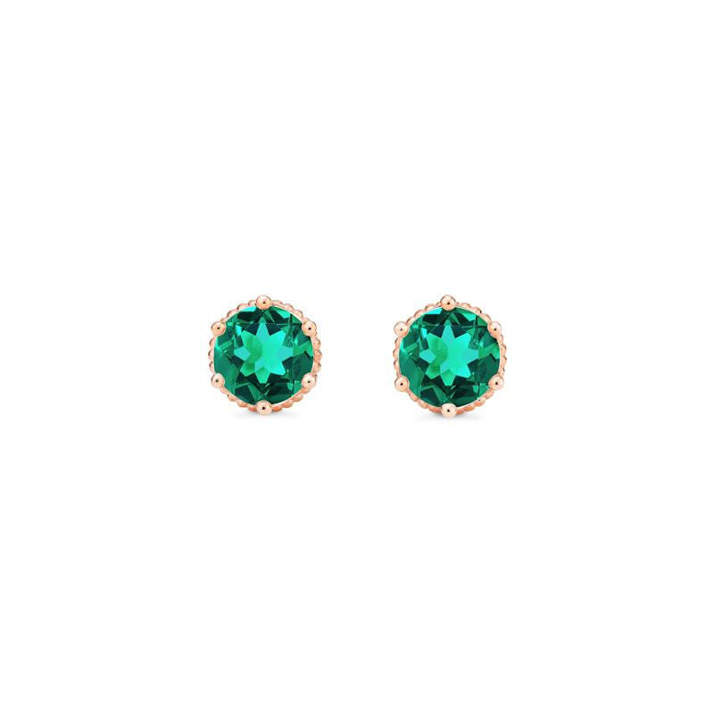[Evelyn] Vintage Classic Crown Earrings in Lab Emerald