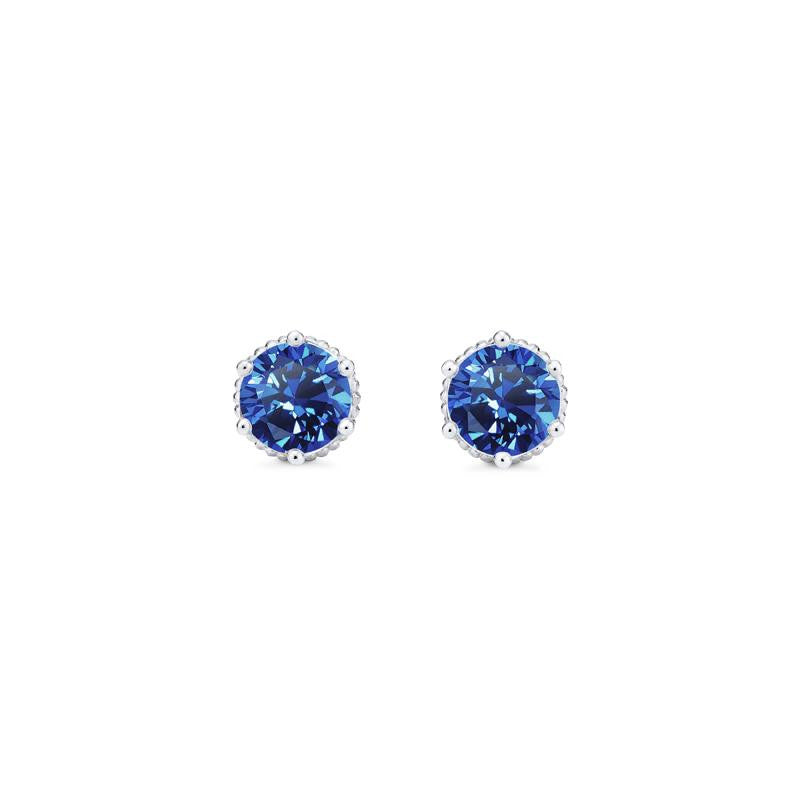 [Evelyn] Vintage Classic Crown Earrings in Lab Blue Sapphire