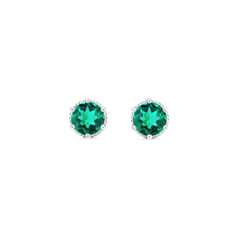 [Evelyn] Vintage Classic Crown Earrings in Lab Emerald