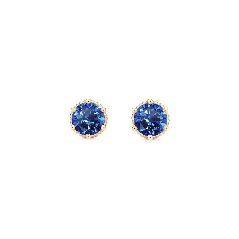 [Evelyn] Vintage Classic Crown Earrings in Lab Blue Sapphire