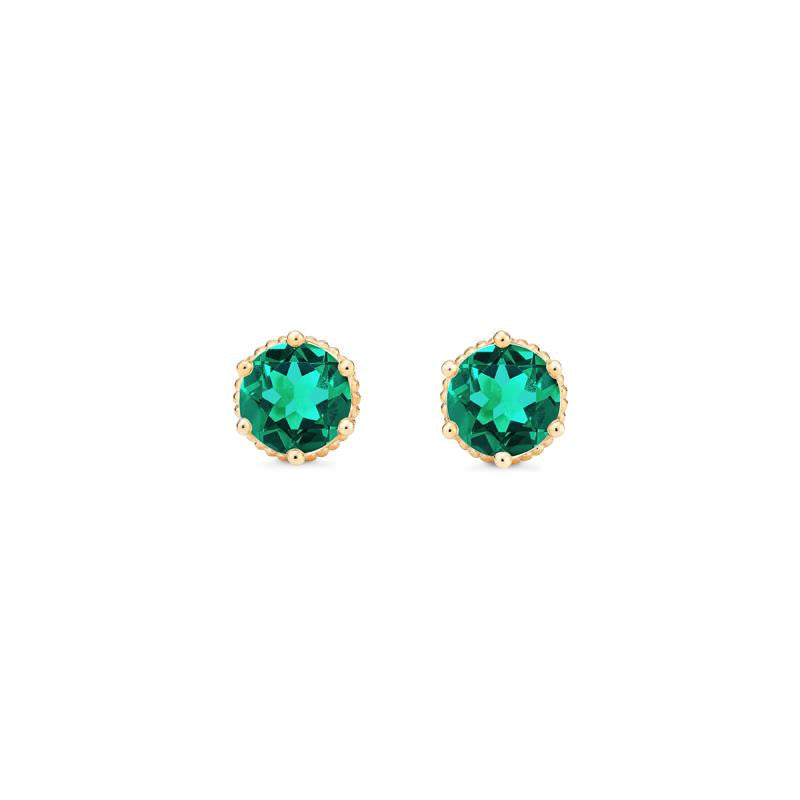 [Evelyn] Vintage Classic Crown Earrings in Lab Emerald