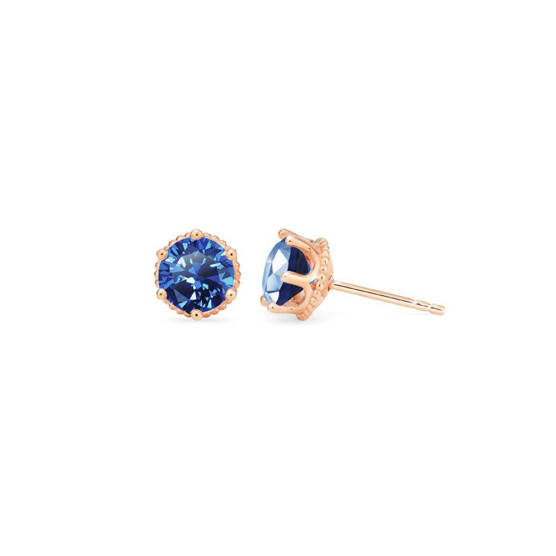 [Evelyn] Vintage Classic Crown Earrings in Lab Blue Sapphire