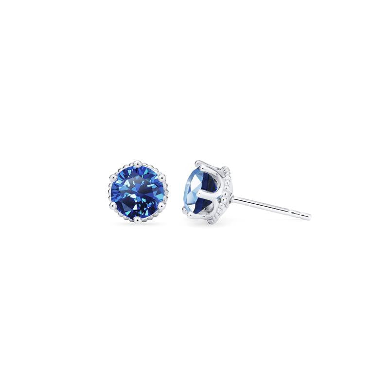 [Evelyn] Vintage Classic Crown Earrings in Lab Blue Sapphire