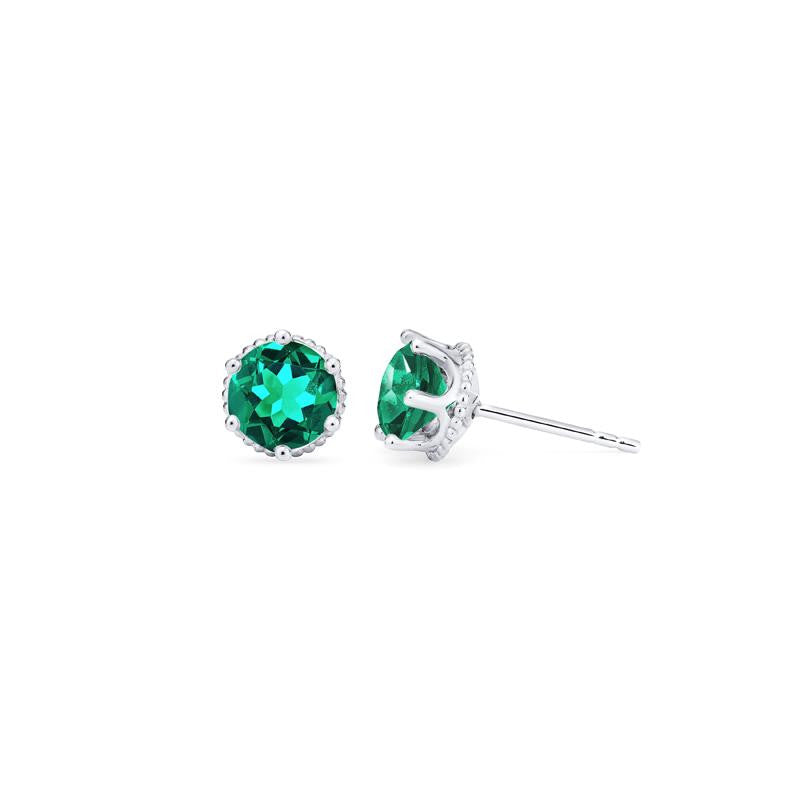 [Evelyn] Vintage Classic Crown Earrings in Lab Emerald