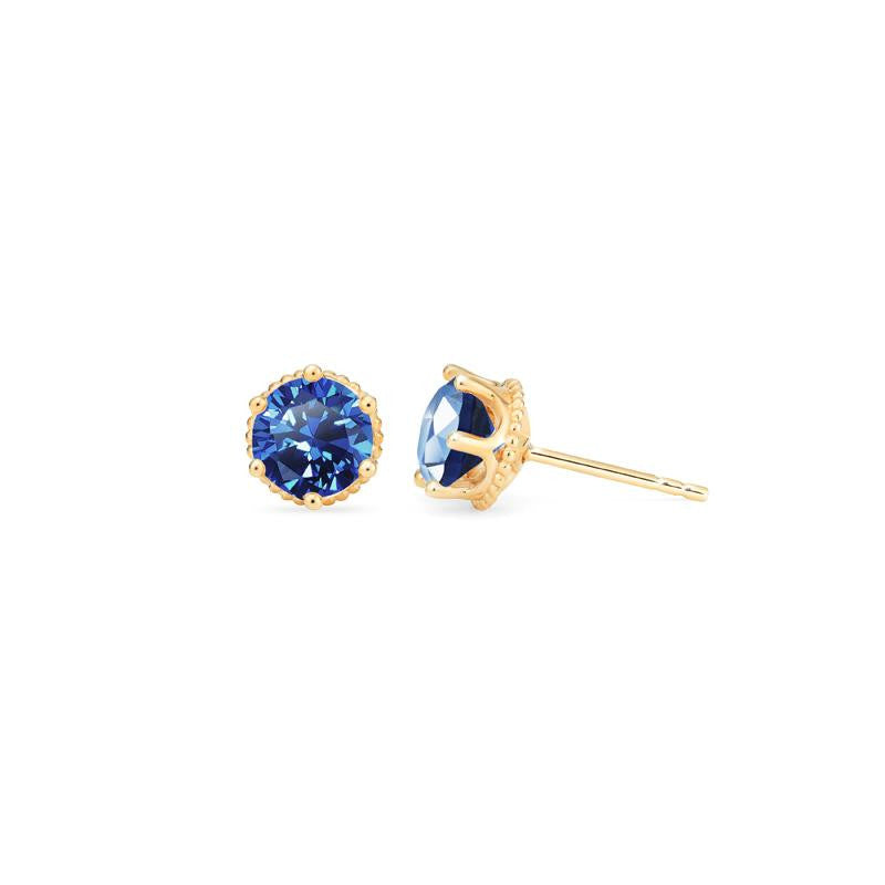 [Evelyn] Vintage Classic Crown Earrings in Lab Blue Sapphire