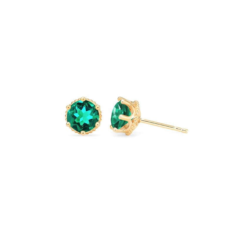 [Evelyn] Vintage Classic Crown Earrings in Lab Emerald