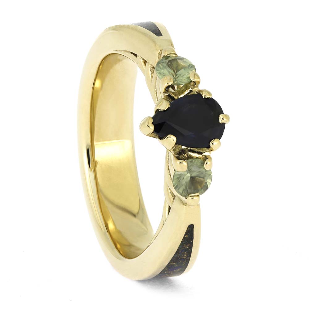 Sapphire Engagement Ring with Desert Mosaic Turquoise Inlays