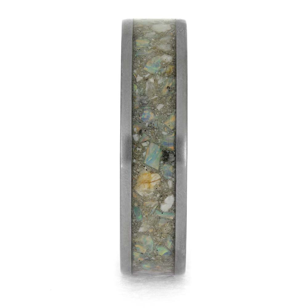 Opal & Ashes Memorial Ring with Ring Armor Waterproof Coating