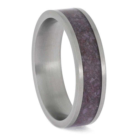 Violet Wedding Band for Men with Crushed Purple Jade