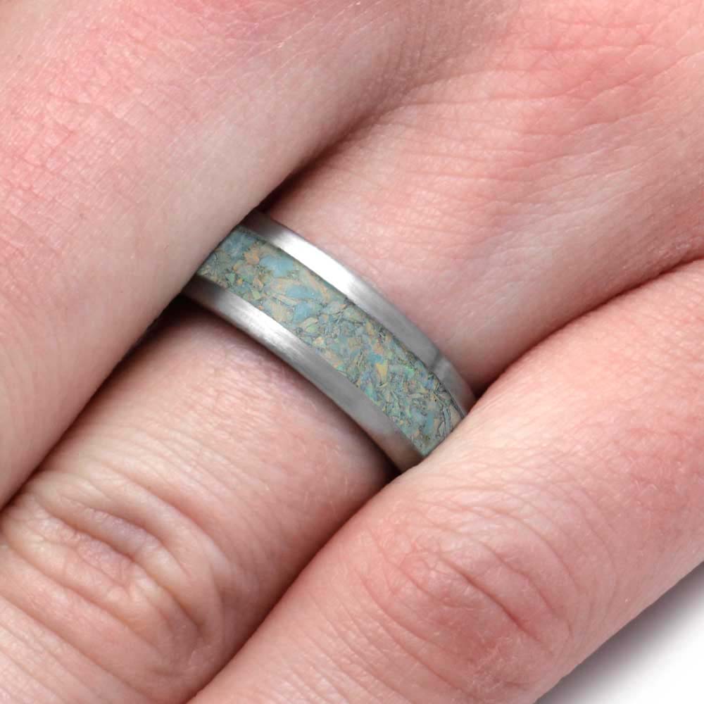 Synthetic Opal and Kingman Turquoise Wedding Band