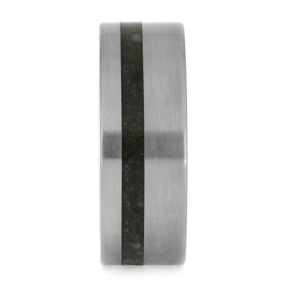 Crushed Chrysocolla Stone Ring or Wedding Band for Men