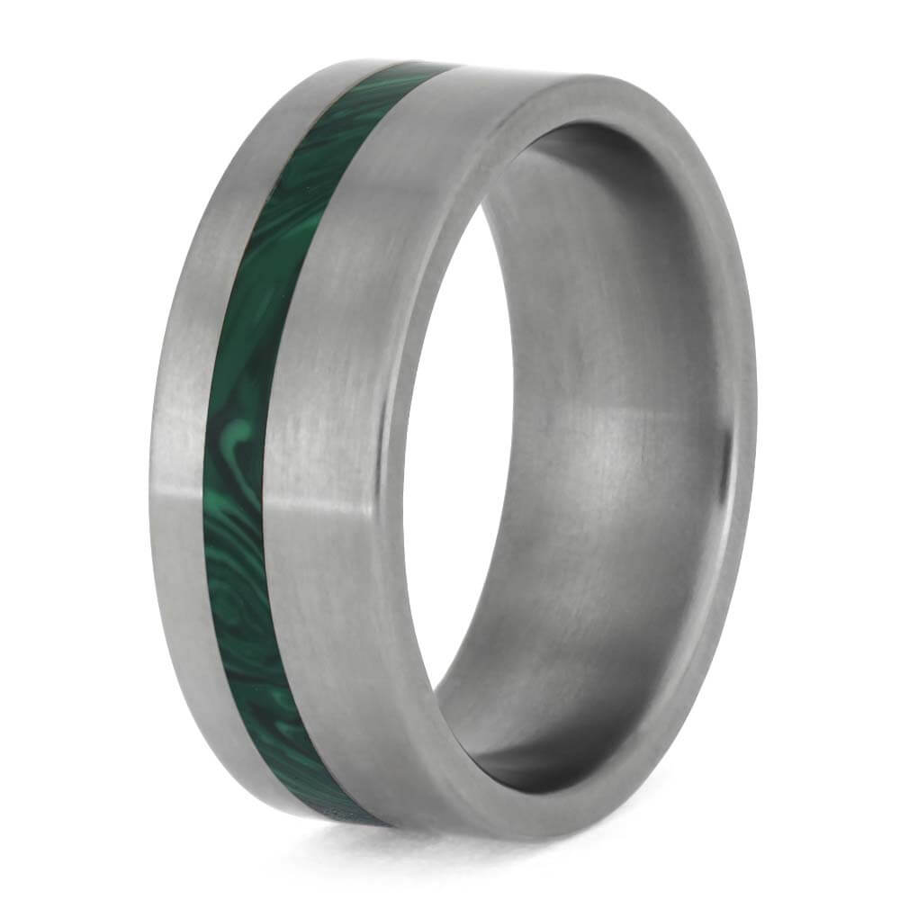 Unique Green Malachite Wedding Band for Men