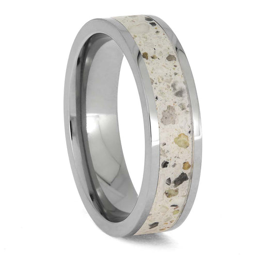 White Enamel Memorial Ring in Titanium