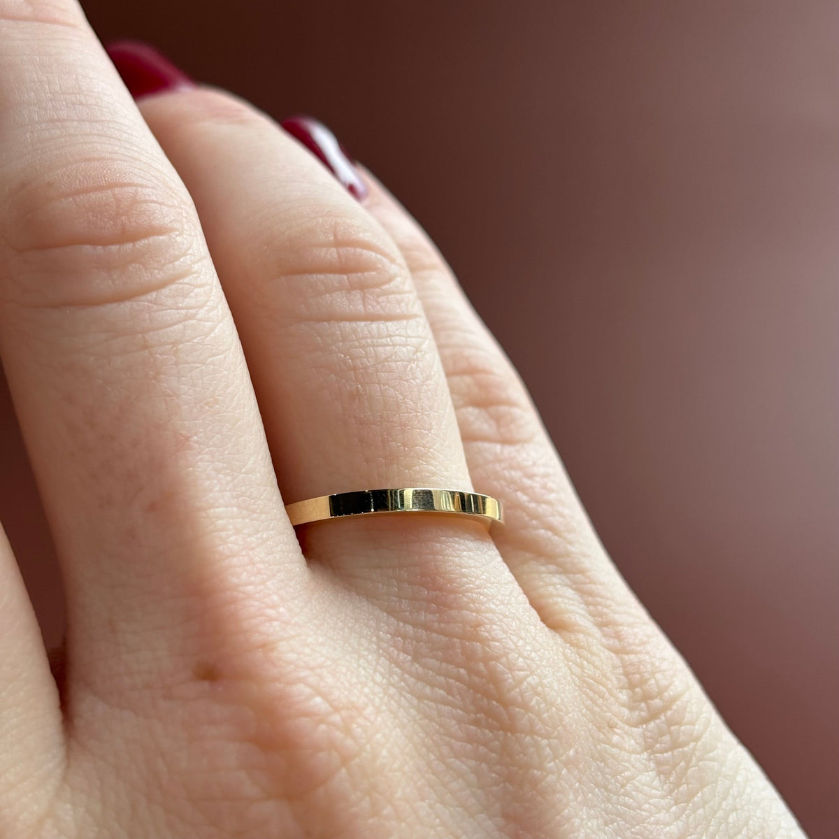 The Flat Stacking Band | 2mm | 14K Yellow Gold